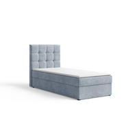 BOXBETT - Bett 05 OSLO - Aragon - 90x200 cm - mit Bettkasten und Komfort-Topper - Blau, Holz (90/200cm) - ROYAL24_MARKT