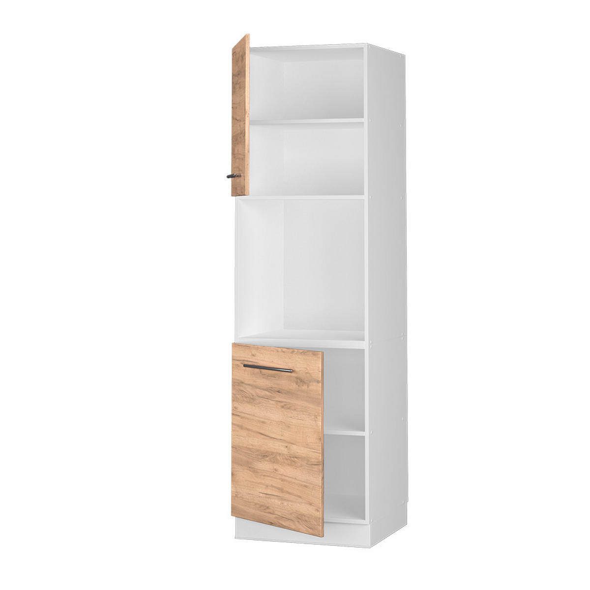 HERDUMBAUSCHRANK Fame-Line Goldkraft Eiche 60 cm mit offenem Regal - Eiche Wotan/Weiß, Holzwerkstoff (60/206.8/58cm) - Vicco