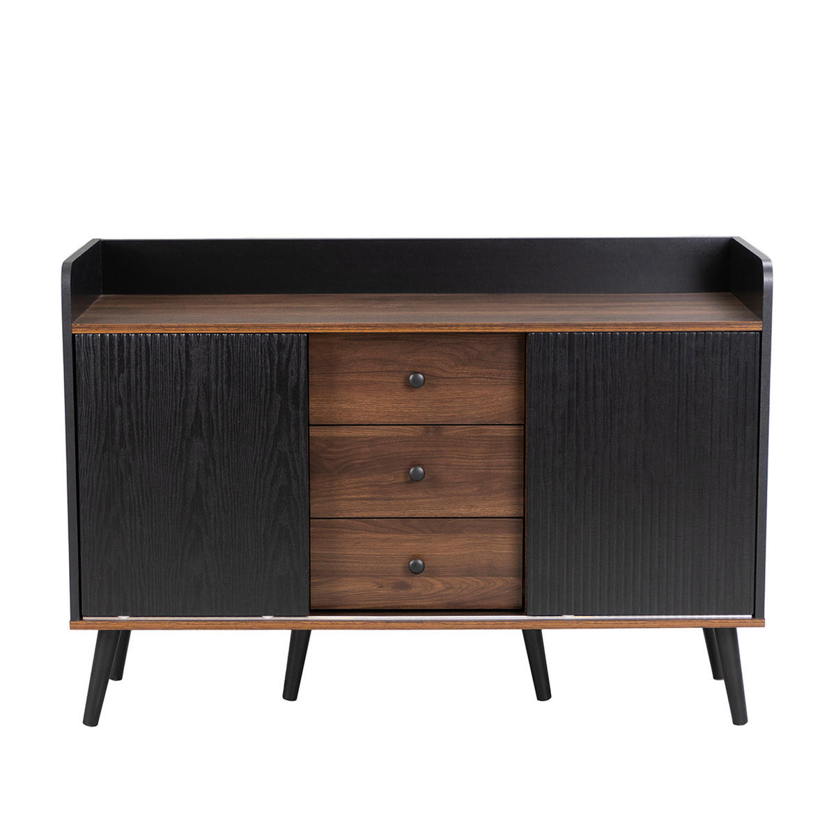 SIDEBOARD 117,5/40/80 cm aus Holzwerkstoff mit Schiebetüren und 3 Schubladen Schwarz/Holzfarben - Schwarz, Holzwerkstoff (117/80/40cm) - Modenvie