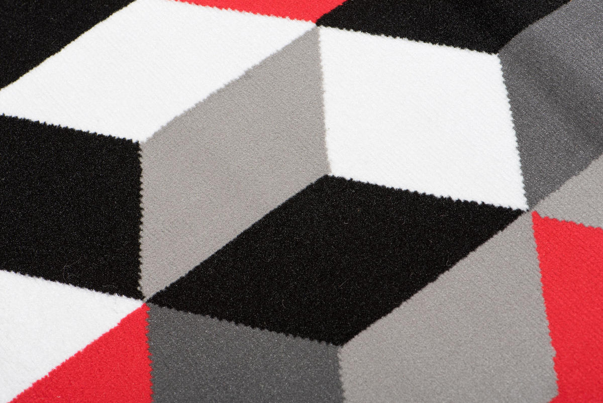 TEPPICH MAYA Rot Geometrisch Gitter Figuren 80/150 cm - Rot, Textil (80/150cm) - Tapiso
