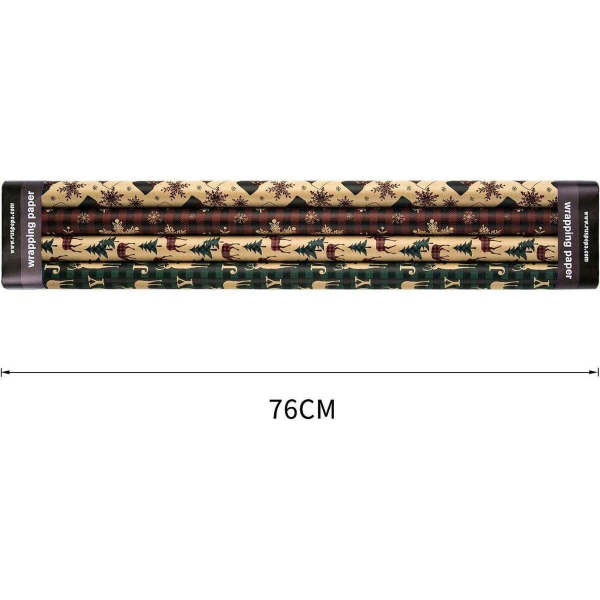 GESCHENKPAPIER 4 Rollen Kraftpapier Weihnachtsmotive 76 x 305 cm - Multicolor, Papier (4/76/15cm)