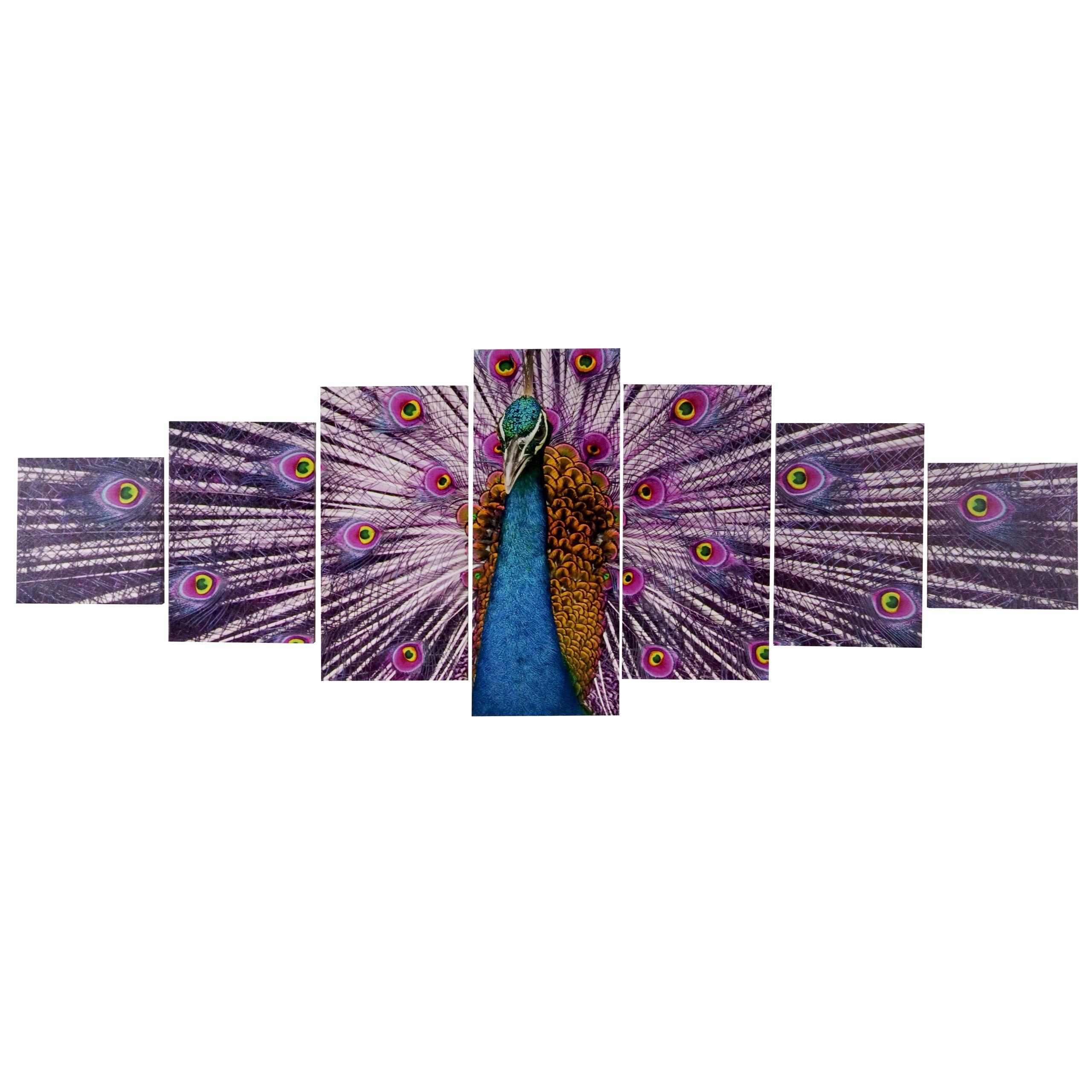LEINWANDBILD PFAU 7-TLG. Multicolor - Multicolor, Holz (140/50cm) - MCW