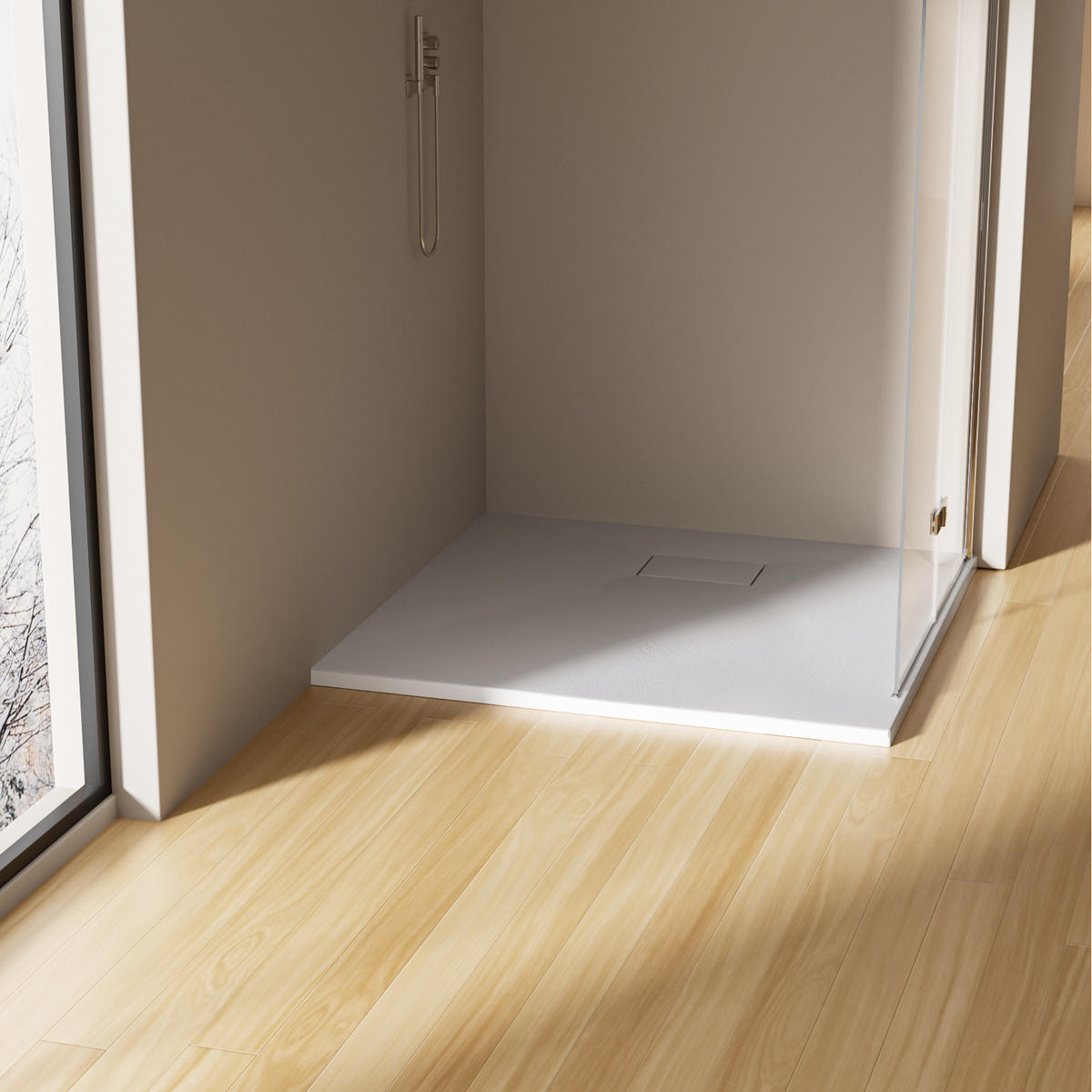 DUSCHWANNE inkl. Ablaufgarnitur Weiß 90/90 cm - Weiß, Naturmaterialien (90/2.6/90cm) - EMKE