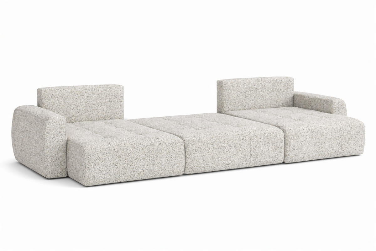 ECKSOFA Mit Schlaffunktion Und Bettkasten U-Form Ivo U, Chenillestoff Artico, Nata - Beige, Holz (342/142cm) - Kaiser Möbel