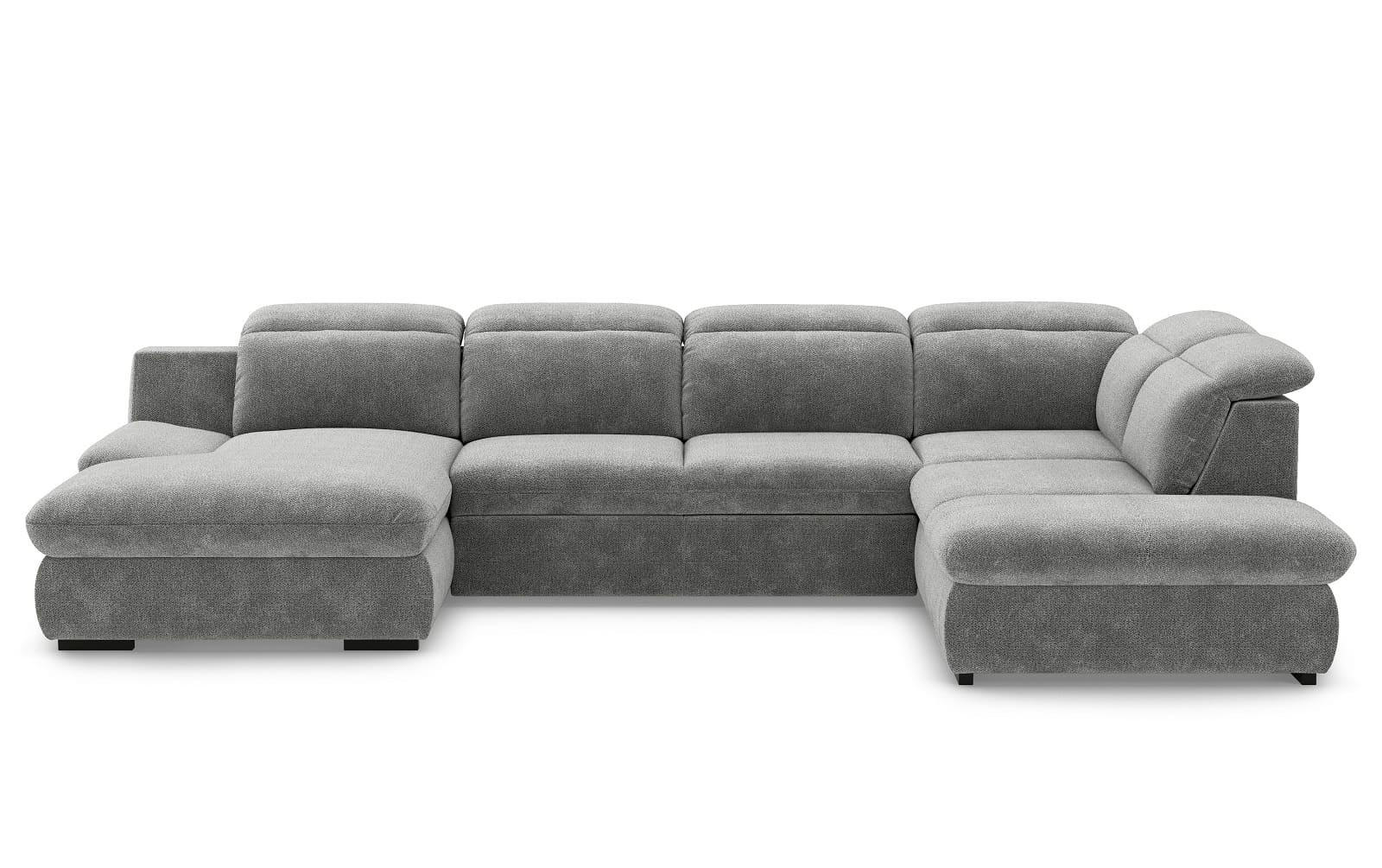 WOHNLANDSCHAFT mit Schlaffunktion und Bettkasten, verstellbare Kopflehnen - Silberfarben/Schwarz, Kunststoff/Textil (218/80/341cm) - Cotta