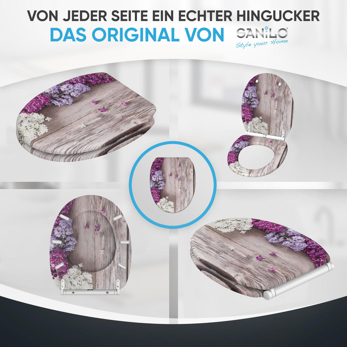 WC-SITZ mit Absenkautomatik & Top Fix Flieder - Violett, Holzwerkstoff (37.7/5.5/48cm) - Sanilo