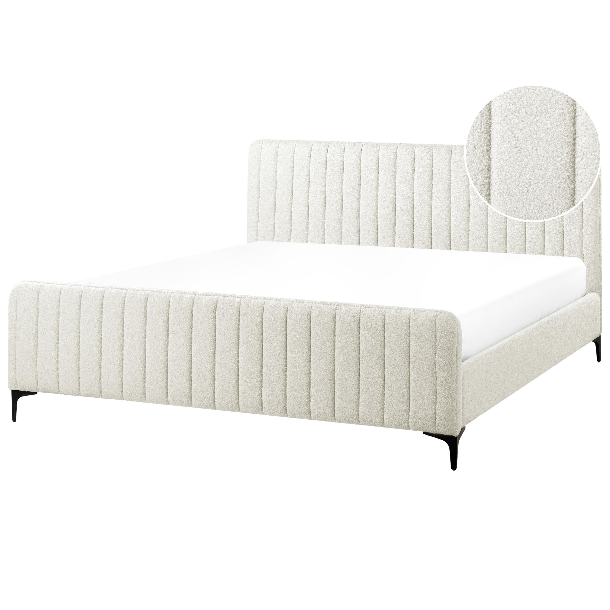 POLSTERBETT mit Lattenrost 180x200 cm Weiß Lunan - Creme, Textil (180/200cm) - Beliani