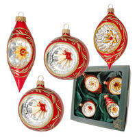 CHRISTBAUMKUGELN Reflexsortiment Rot 10cm (Glas / 4 Stk.) - Rot, Glas (7/10/7cm) - Krebs Glas Lauscha