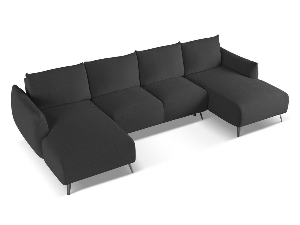WOHNLANDSCHAFT Chenille Stoff Schwarz - Anthrazit/Schwarz, Textil/Metall (317/86/162cm) - Makamii