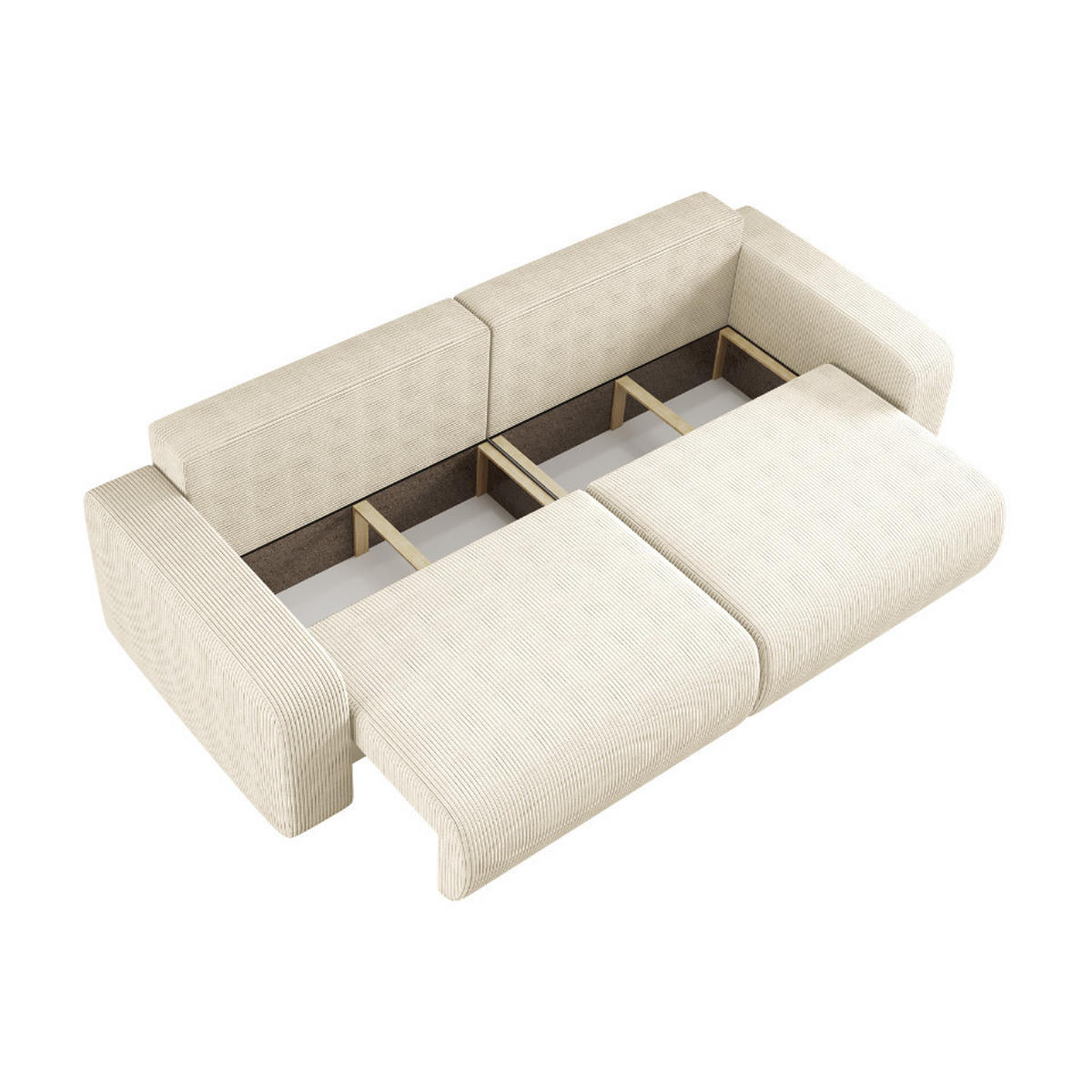 SCHLAFSOFA MILANO und Bettkasten Stoff Poso Ecru - Ecru, Holz (246/83/98cm) - Kaiser Möbel