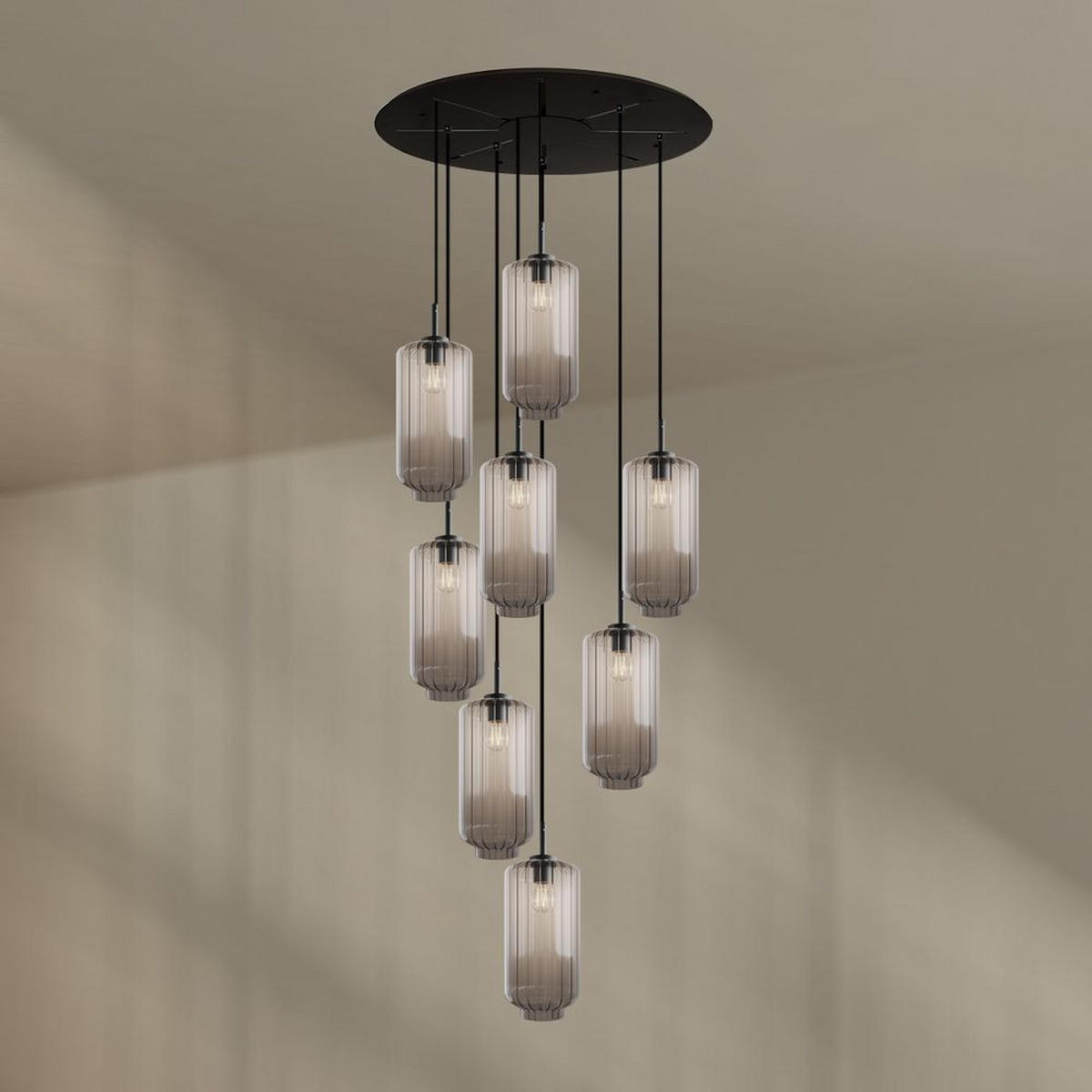 GALERIELEUCHTE Velo 8-flammig Klar Ø 18cm - Klar/Schwarz, Glas (18/18/33cm) - s.luce