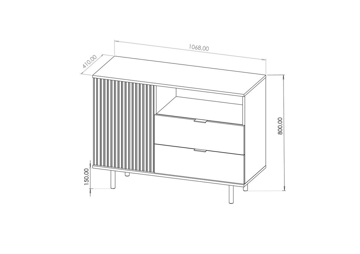 KOMMODE Bianco 107 Kaschmir - Kaschmir, Holzwerkstoff (107/80/41cm) - Bettso