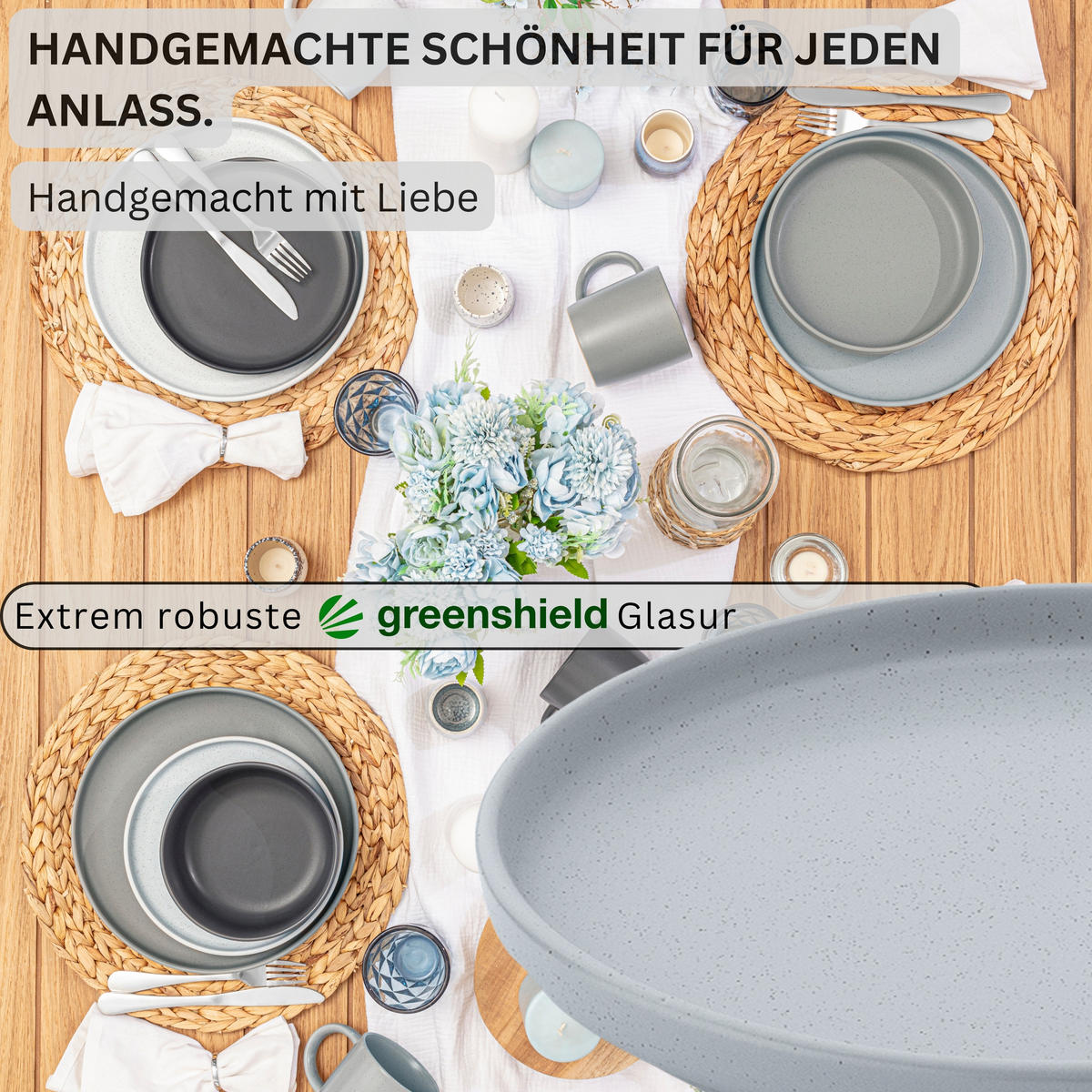 DESSERTTELLER LEEDS - 4 teilig aus Steingut - Grau, Stein (20.5cm) - Sänger