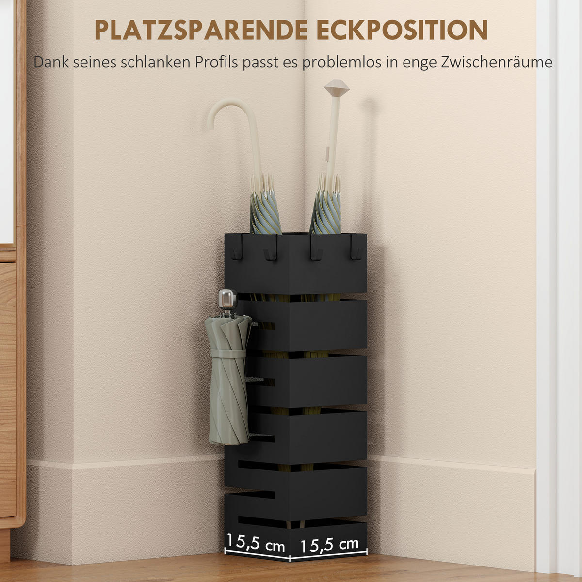 REGENSCHIRMSTÄNDER Stahl Schwarz - Schwarz, Metall (15.5/49/15.5cm) - HOMCOM