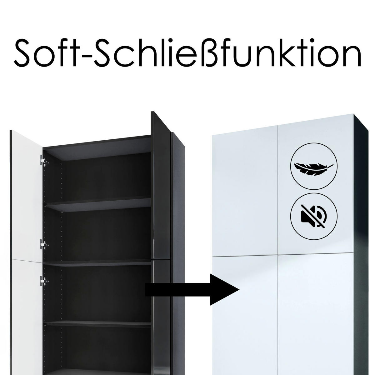 AKTENSCHRANK Elona M1, Büroschrank mit Soft-Close & Push-to-Open, Schwarz/Weiß matt (82 x 184 x 37 cm) - Weiß, Holzwerkstoff (82/184/37cm) - InnoFurn