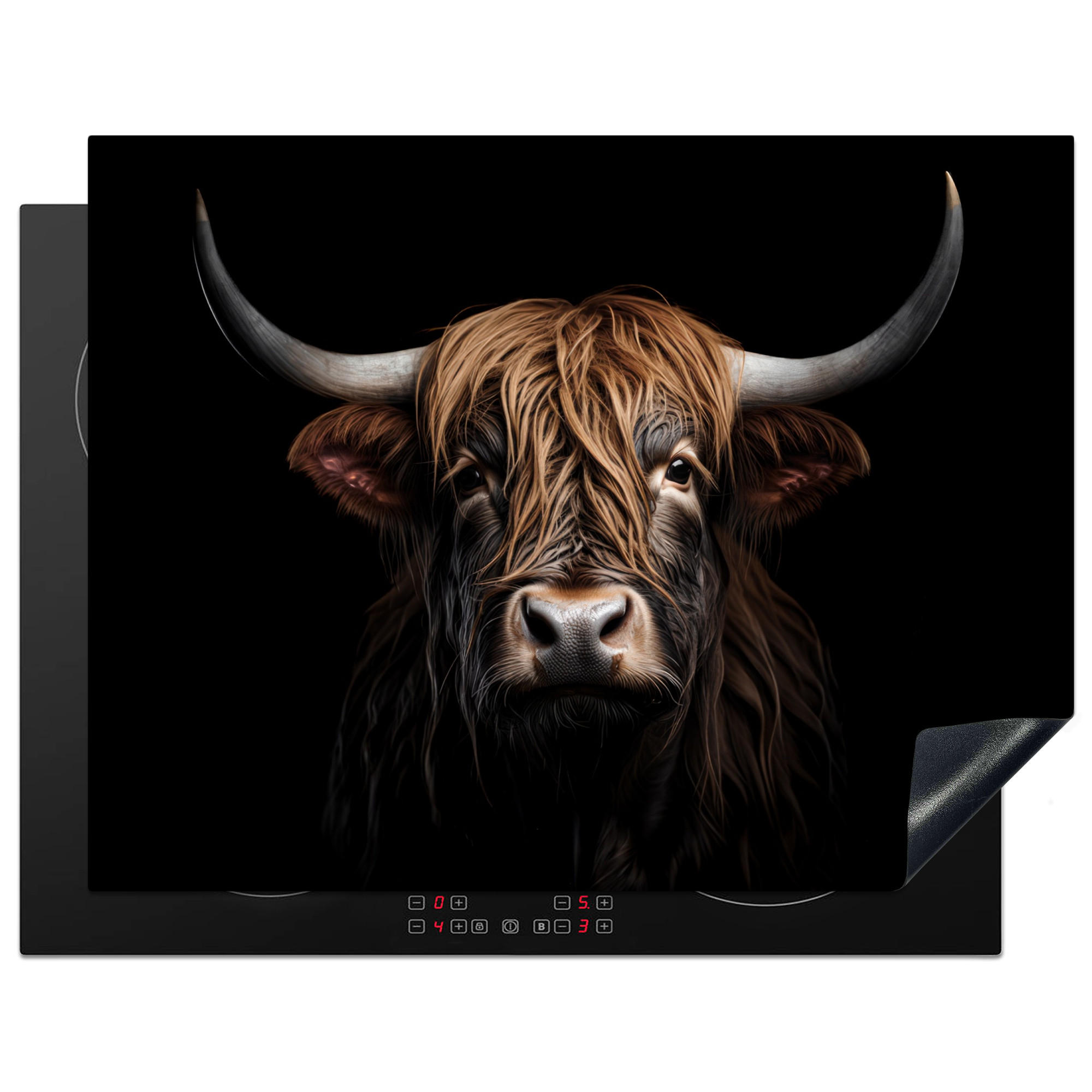 HERDABDECKPLATTE Schottischer Highlander - Porträt - Schwarz - Tier 77x59 cm - Braun, Kunststoff (77/0.2/59cm) - MuchoWow