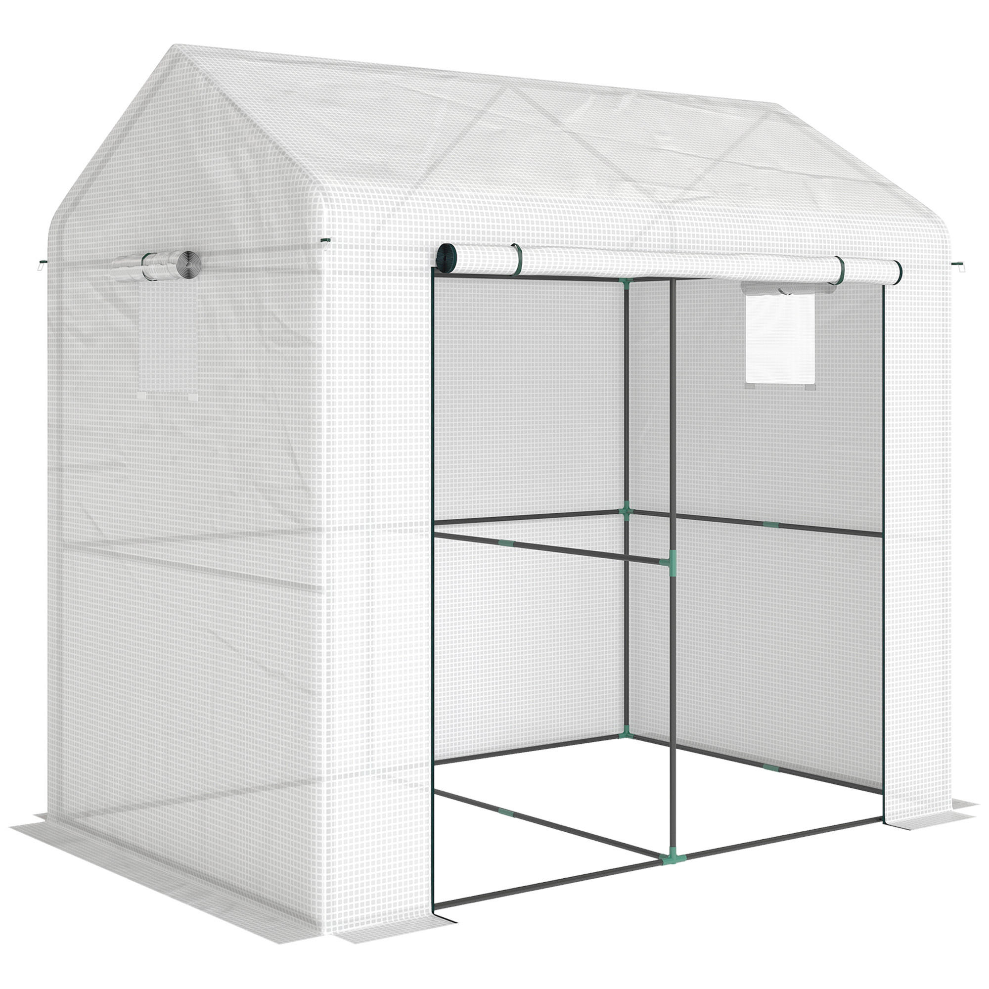 FOLIENGEWÄCHSHAUS Stahl PE Weiß - Weiß, Kunststoff (140/200/200cm) - Outsunny