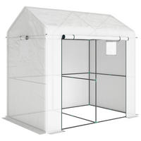 FOLIENGEWÄCHSHAUS Stahl PE Weiß - Weiß, Kunststoff (140/200/200cm) - Outsunny