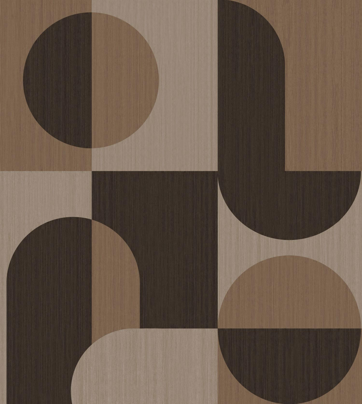 FOTOTAPETE Kreise im Bauhaus-Stil 250 x 279 cm - Braun, Papier (250/279cm) - Origin Wallcoverings
