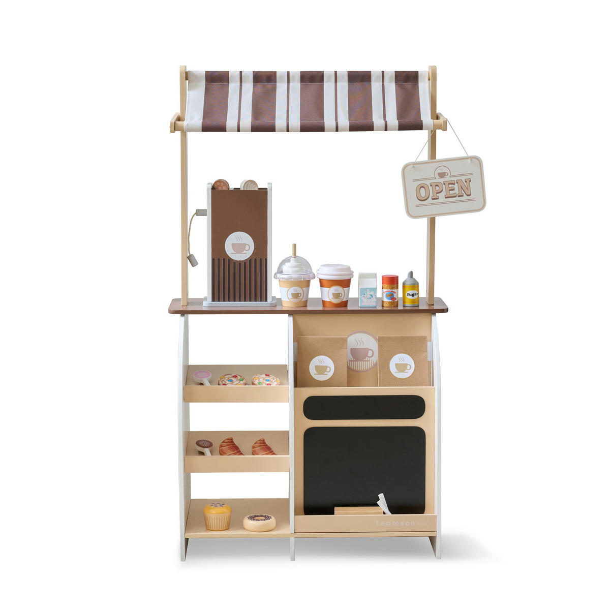 KAFFEESTAND Holz mit Espressomaschine, 60cm, Braun - Braun, Holzwerkstoff (31/102/60cm) - Teamson Kids
