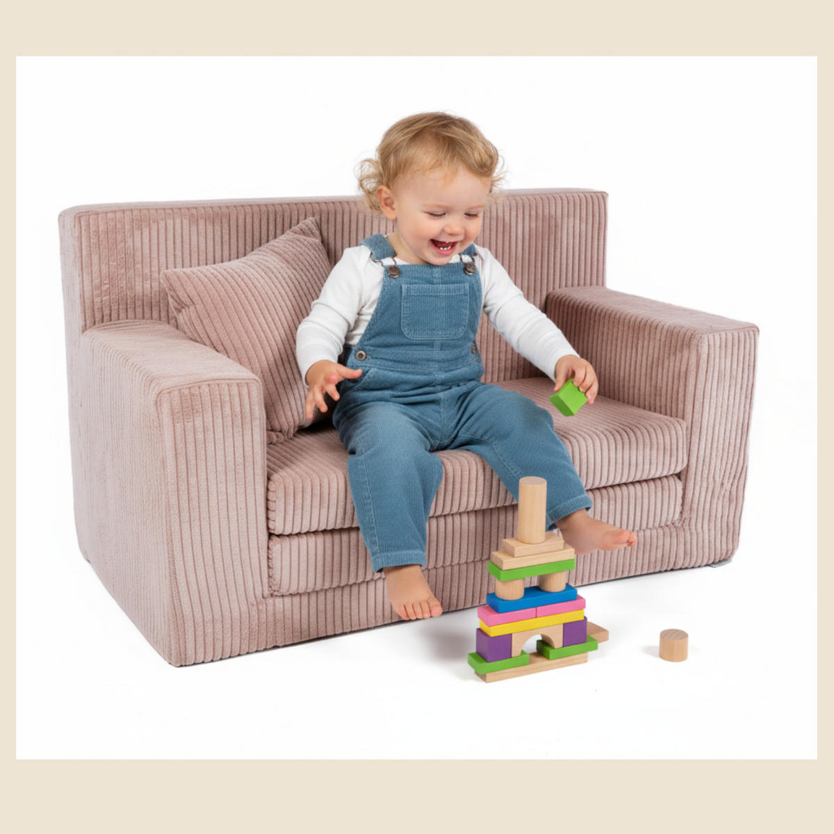 KINDERSOFA aus Kuschel-Cord in Altrosa - Altrosa, Textil (83/47/43cm) - Fortisline