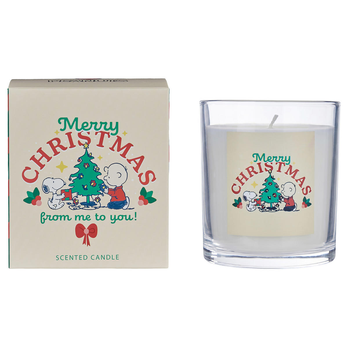 DUFTKERZE Peanuts Merry Christmas 225 g - Grün, Naturmaterialen/Paraffin (9cm) - Butlers