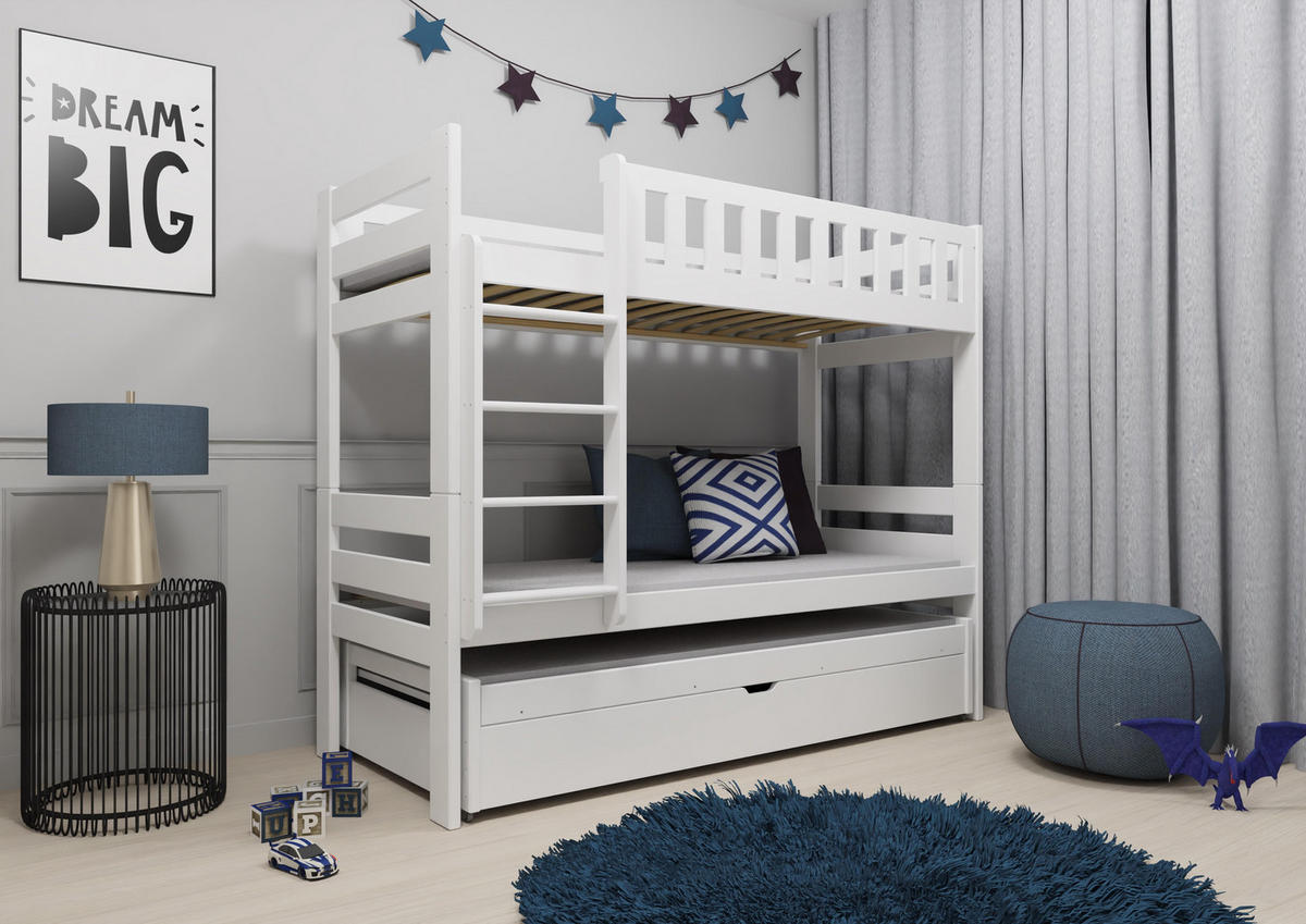 ETAGENBETT WEIß - Weiß, Holz (90/200cm) - FURNLUX