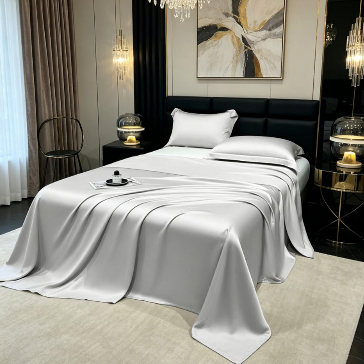 BETTWÄSCHE,SILBER, Eisseidenstoff, 230 x 120 cm - Grau, Textil (120/230cm) - Authentics