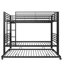 ETAGENBETT 90/200 cm mit Ausziehbett und Leiter, DE-41954, in Schwarz - Schwarz, Metall (90/200cm) - ComfortXL