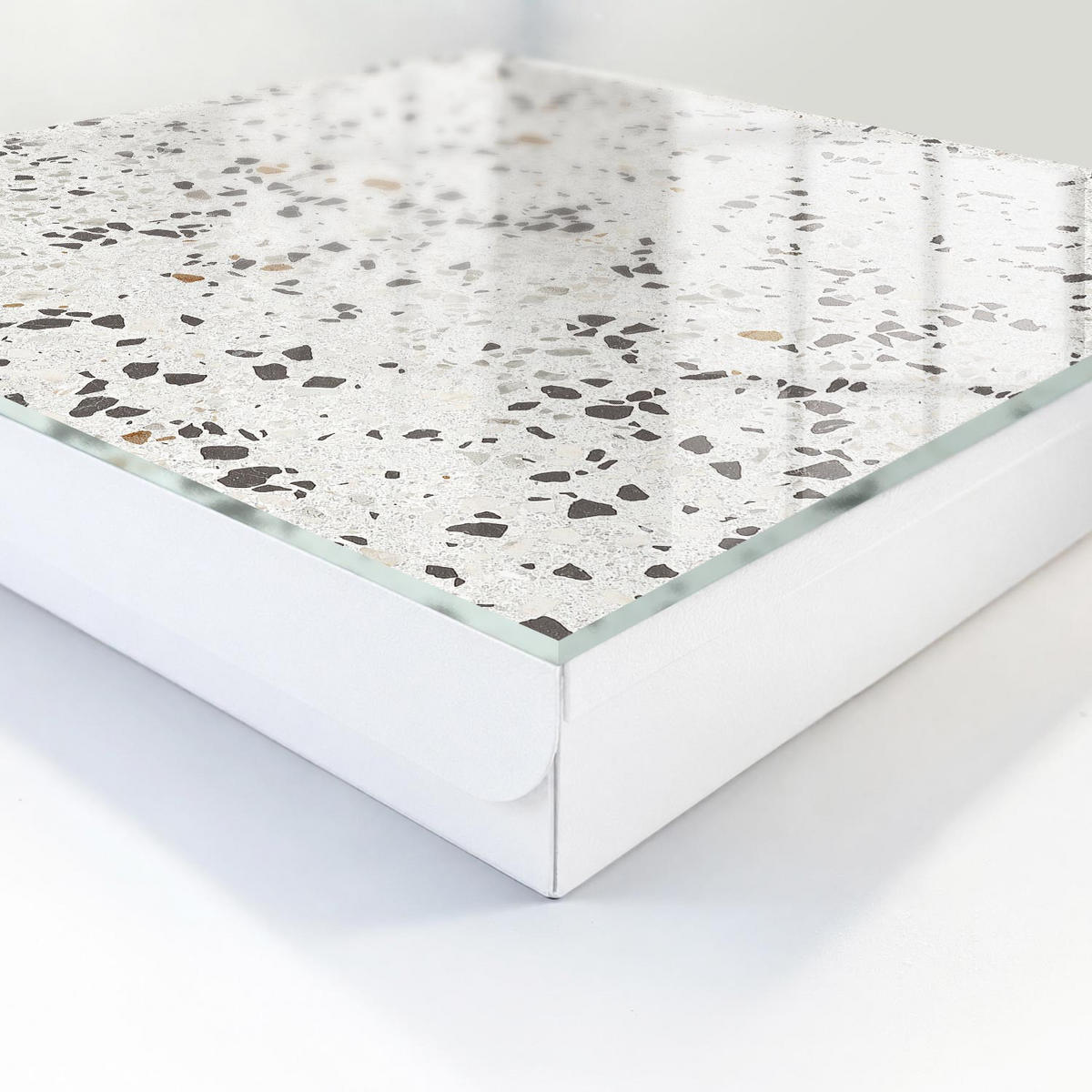 SCHLÜSSELBOX Weiß 30x30 cm – Türöffnung nach rechts - Moderne Textur - Grau, Metall (30/30/5cm) - TULUP