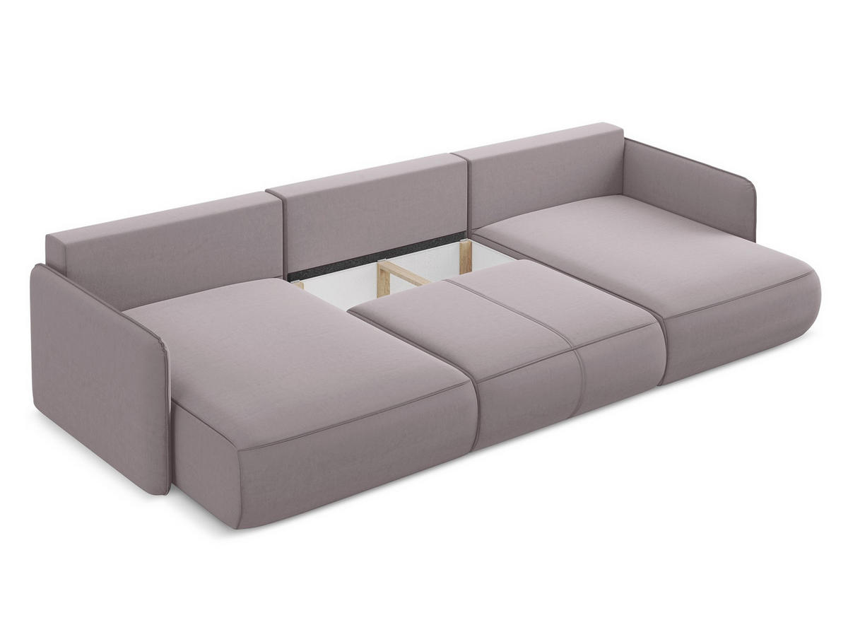 WOHNLANDSCHAFT Samt Stoff Violett - Lila/Flieder, Kunststoff/Textil (290/86/148cm) - Makamii