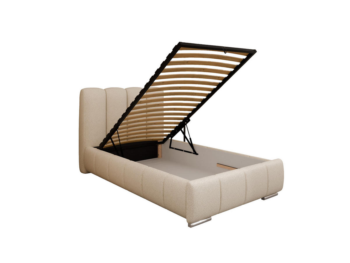 POLSTERBETT Zaira 100 x 200 cm mit Bettkasten und Lattenrost taschenfederkernmatratze mit kokos 19cm - beige - Beige, Holz (100/200cm) - Panda Möbel