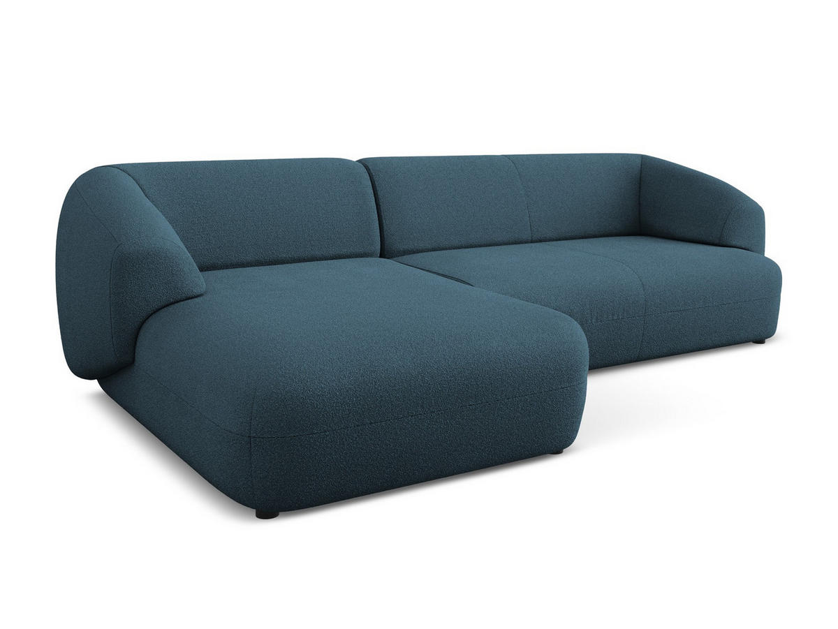 ECKSOFA Links Bouclé Stoff Blau - Blau/Schwarz, Kunststoff/Textil (156/280cm) - Makamii