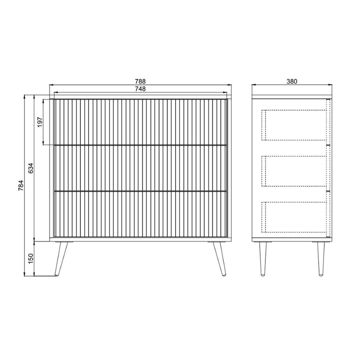 SIDEBOARD Bello weiß mit goldenen Beinen, 79 cm - Goldfarben/Weiß, Holzwerkstoff/Metall (79/78/38cm) - Selsey