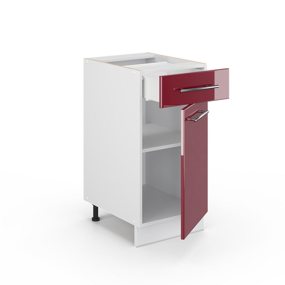 KÜCHENUNTERSCHRANK Fame-Line Bordeaux Hochglanz 40 cm ohne AP - Bordeaux/Weiß, Holzwerkstoff (40/82/52cm) - Vicco