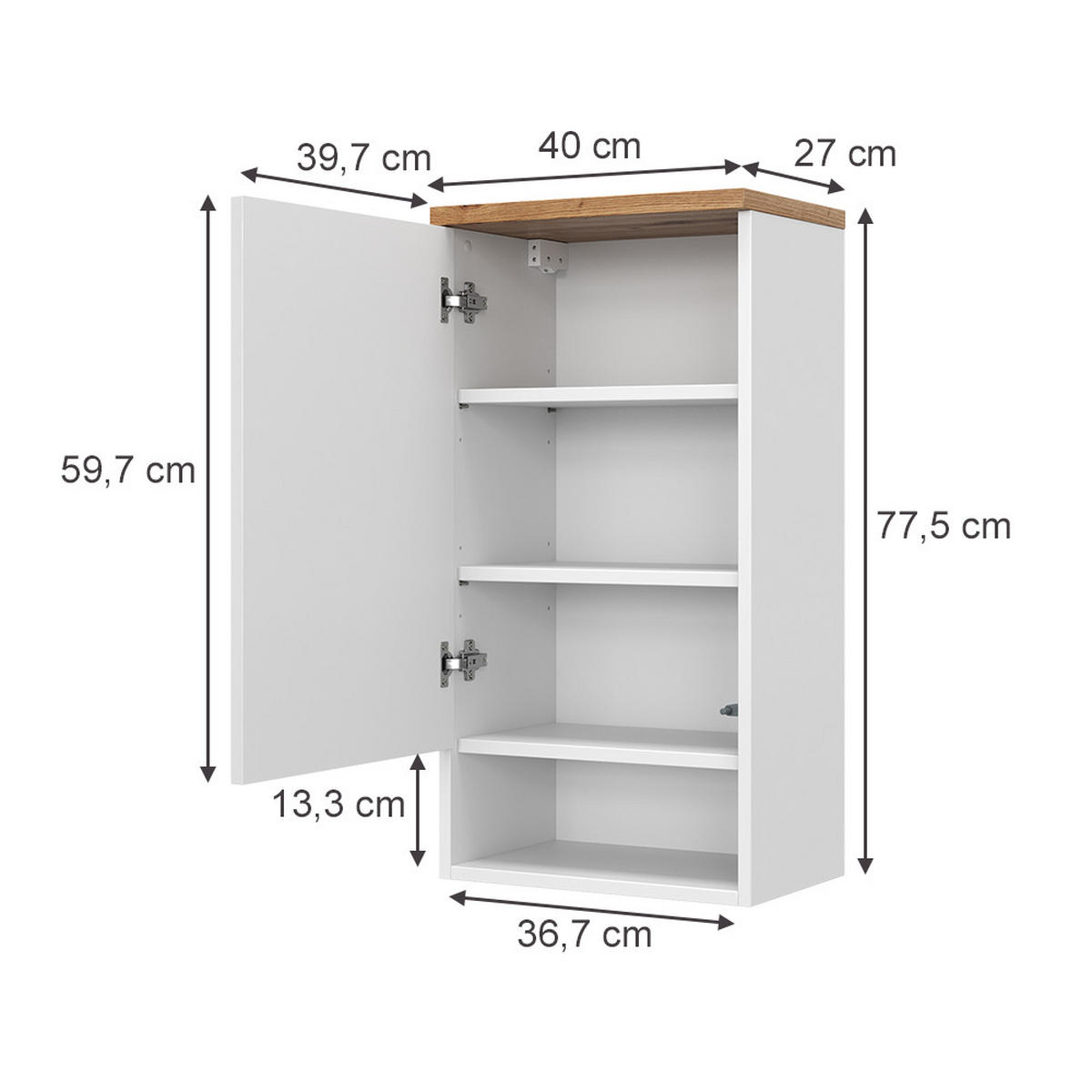Weiß/Eiche Artisan, Holzwerkstoff (40/77.5/27cm) - Vicco