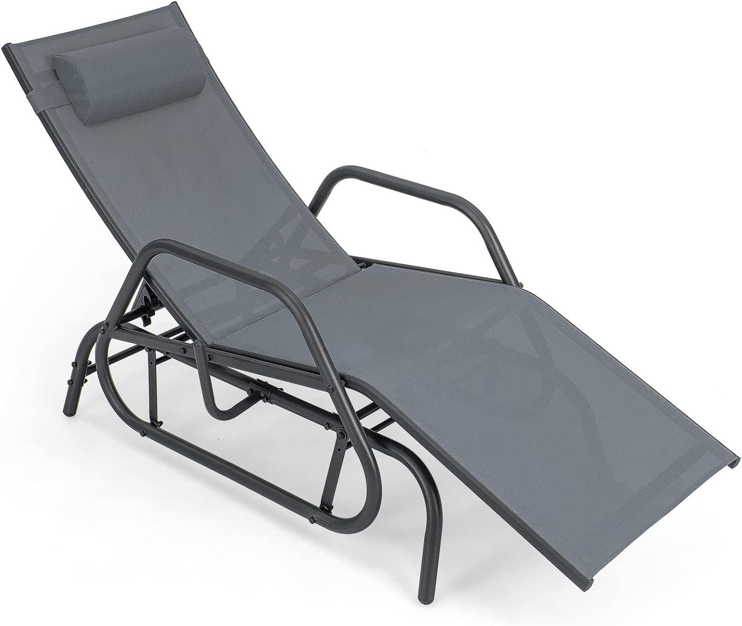 SONNENLIEGE mit Schaukelfunktion Grau - Grau, Metall (70/101/152cm) - COSTWAY