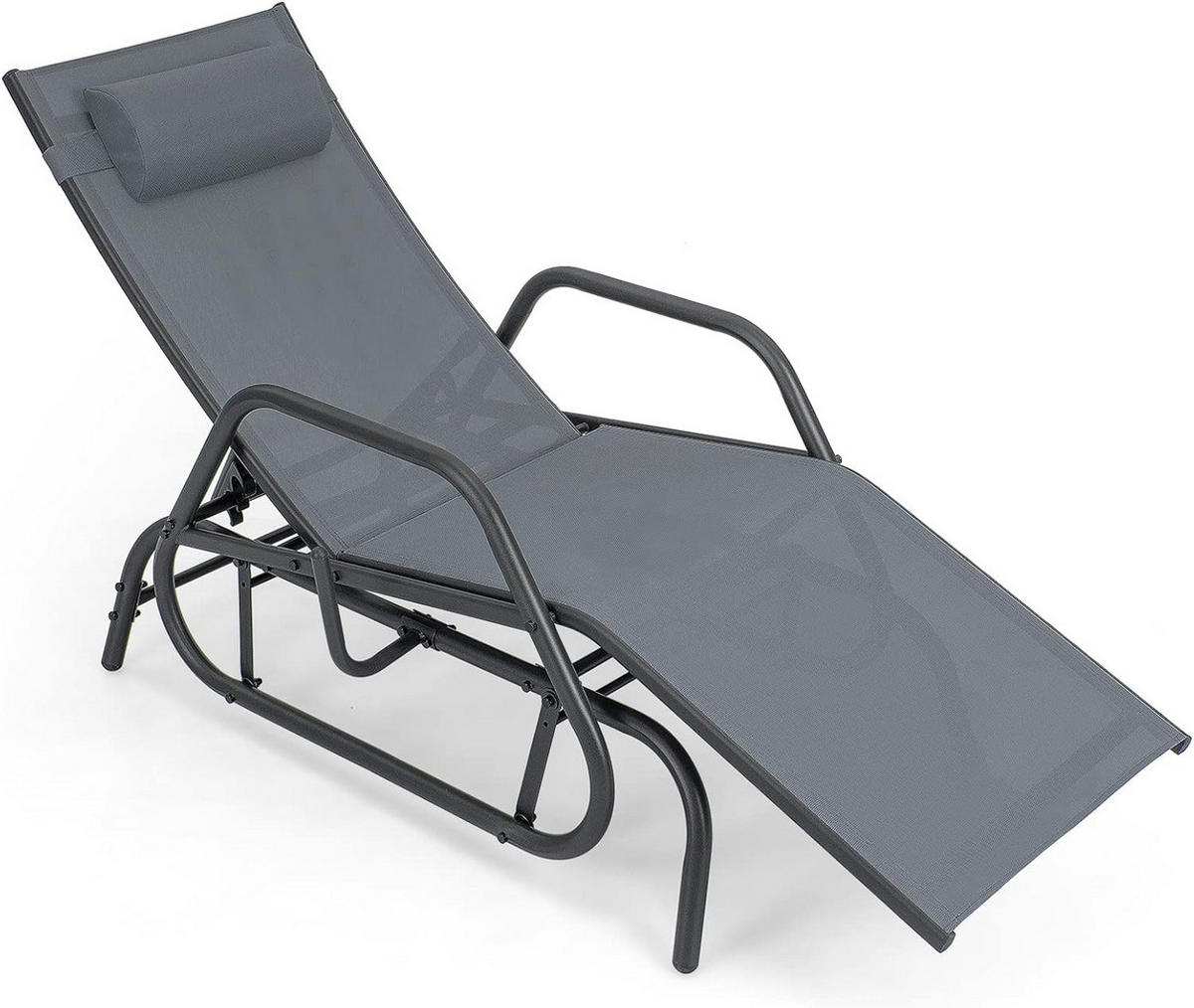 SONNENLIEGE mit Schaukelfunktion Grau - Grau, Metall (70/101/152cm) - COSTWAY