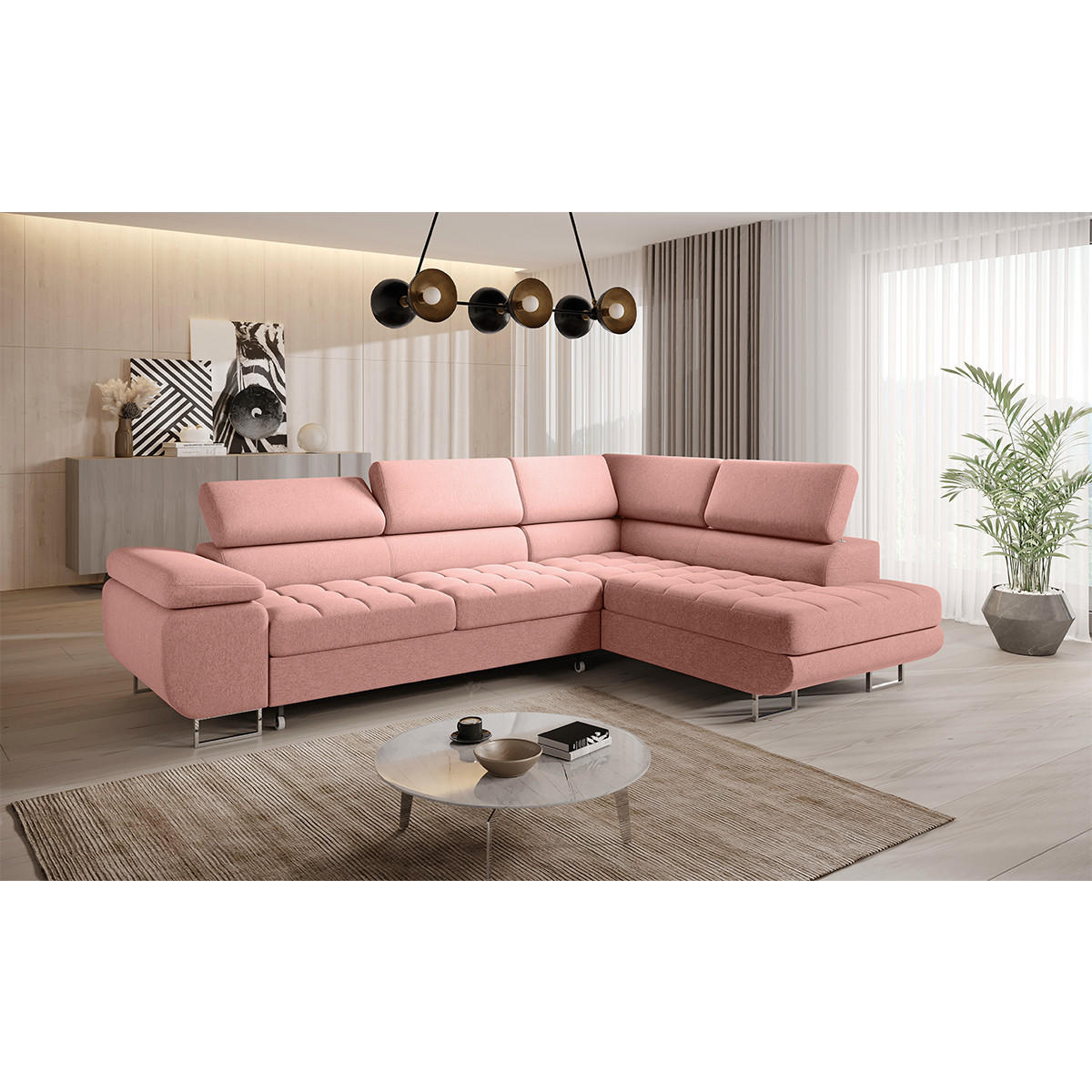 ECKSOFA Eden 4 Sitzplätze Korallenrosa - Pink, Holzwerkstoff (271/201cm) - Petits-meubles