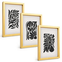 BILDER SET 3er Set - 20x30 cm Goldrahmen - Abstrakte Pflanzenmuster - Goldfarben, Kunststoff (20/30cm) - TULUP