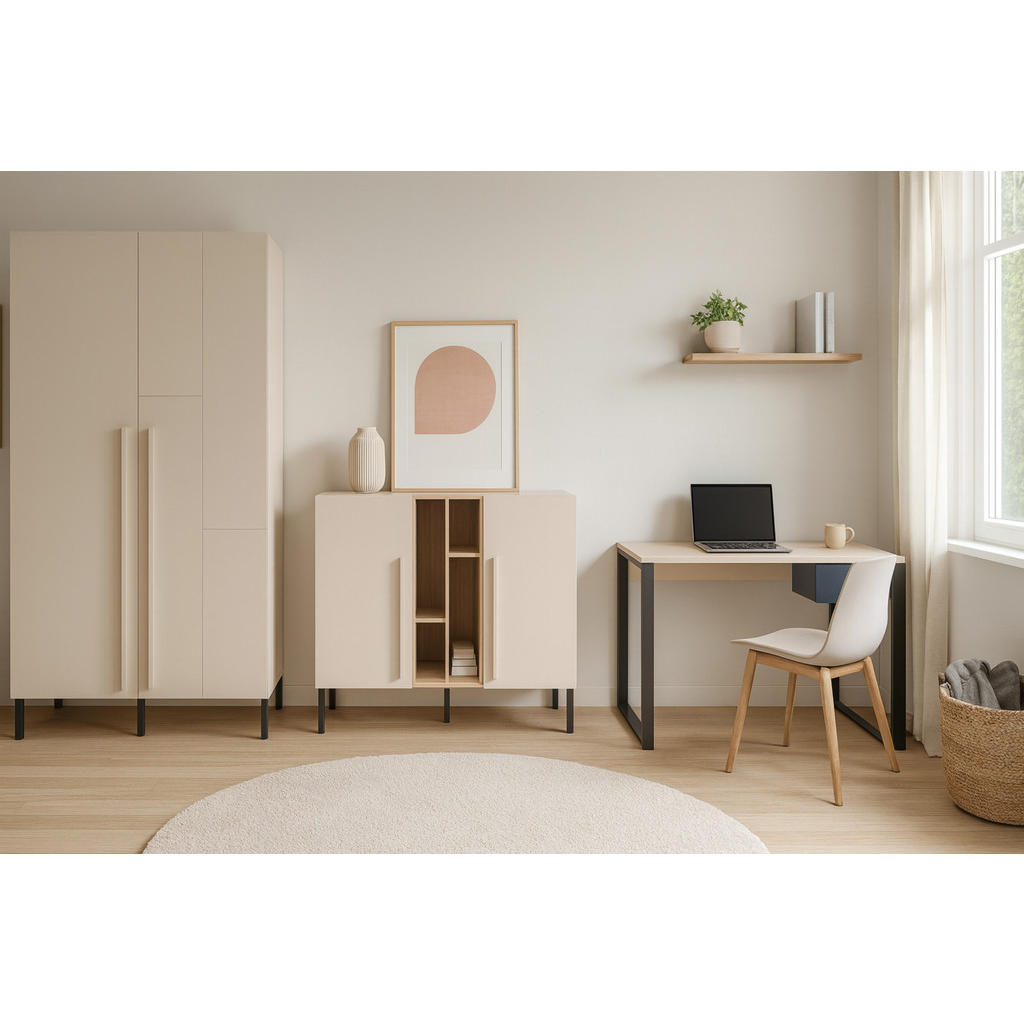 Thumbnail - Deine Möbel 24 Jugendzimmer-Set, Beige, Eiche, Dunkelblau, Holzwerkstoff, 335x195x56 cm, Kinder- & Jugendzimmer, Jugendm...