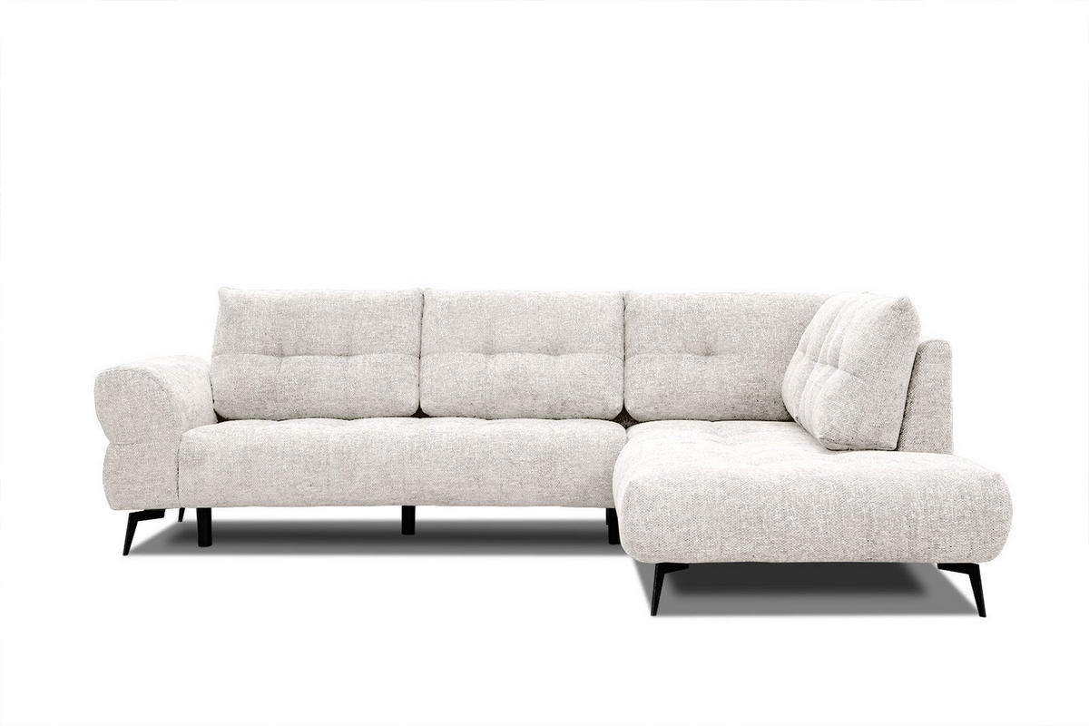 ECKSOFA SALVINI 5-Sitzer, ecru - Ecru/Schwarz, Holzwerkstoff/Textil (292/158cm) - Courtois Laville
