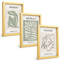 BILDER SET 3er Set - 20x30 cm Goldrahmen - Stilvolle grüne Gemälde mit Figuren - Goldfarben, Kunststoff (20/30cm) - TULUP