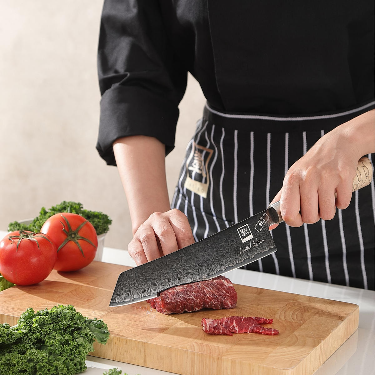 CHEFMESSER 21 cm - Schwarz, Holz/Metall (35cm) - Zayiko