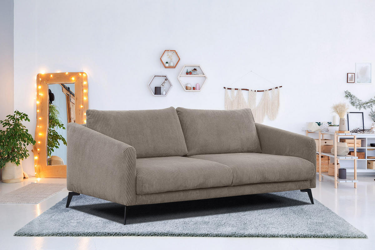 SOFA VILT 3-Sitzer, taupe - Taupe/Schwarz, Holzwerkstoff/Kunststoff (202/89/94cm) - Courtois Laville
