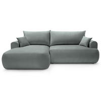 ECKSOFA Ovo Grau mit wasserabweisendem Samtbezug - Schwarz/Grau, Kunststoff/Textil (260/165cm) - Selsey