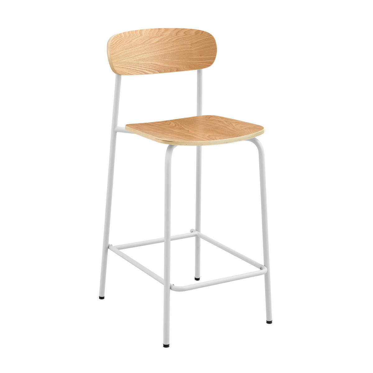 BARSTUHL 2-tlg., Weiß - Eichefarben/Weiß, Holz/Metall (50/96/42cm) - Oviala