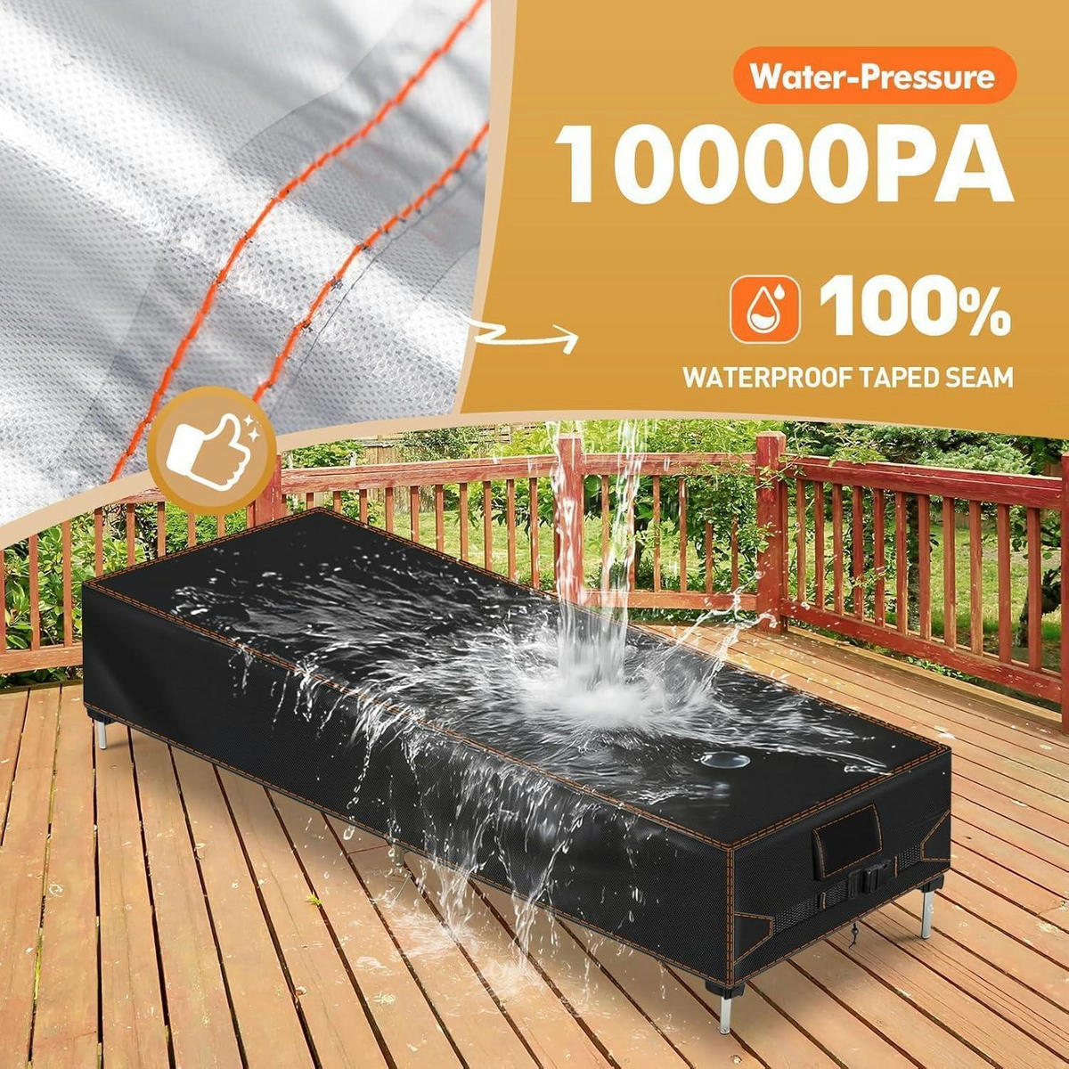 GARTENLIEGE Abdeckung Schwarz 220 x 80 x 40 cm - Schwarz, Textil (80/40/220cm)