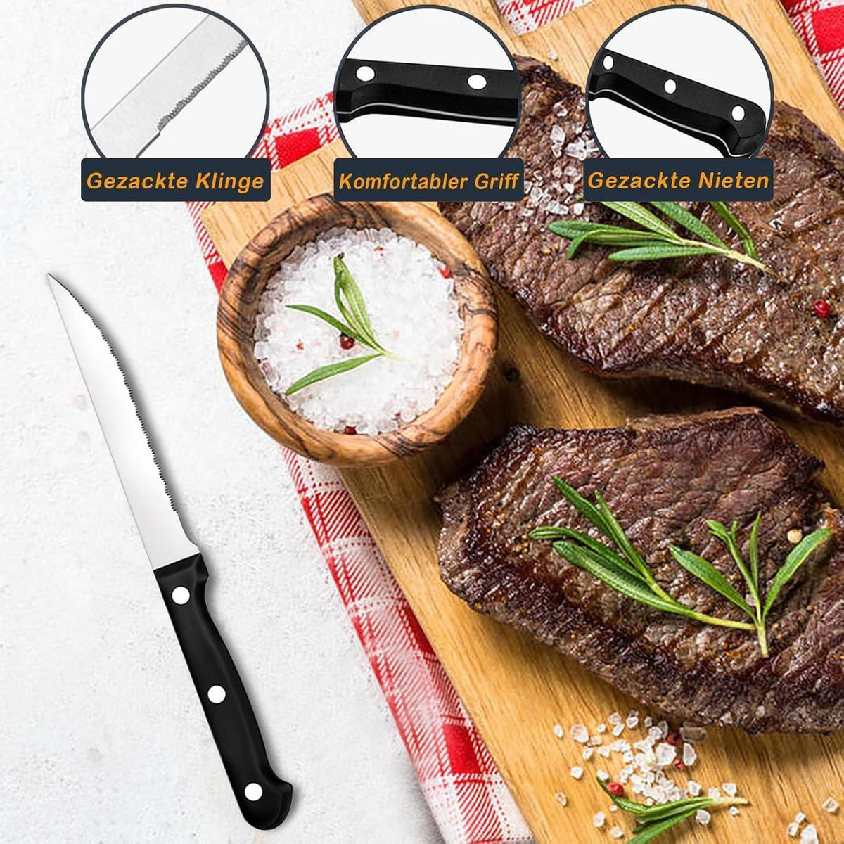 BESTECKSET 36-teilig Edelstahl 6 Personen mit Steakmessern spülmaschinenfest silber - Silberfarben, Metall