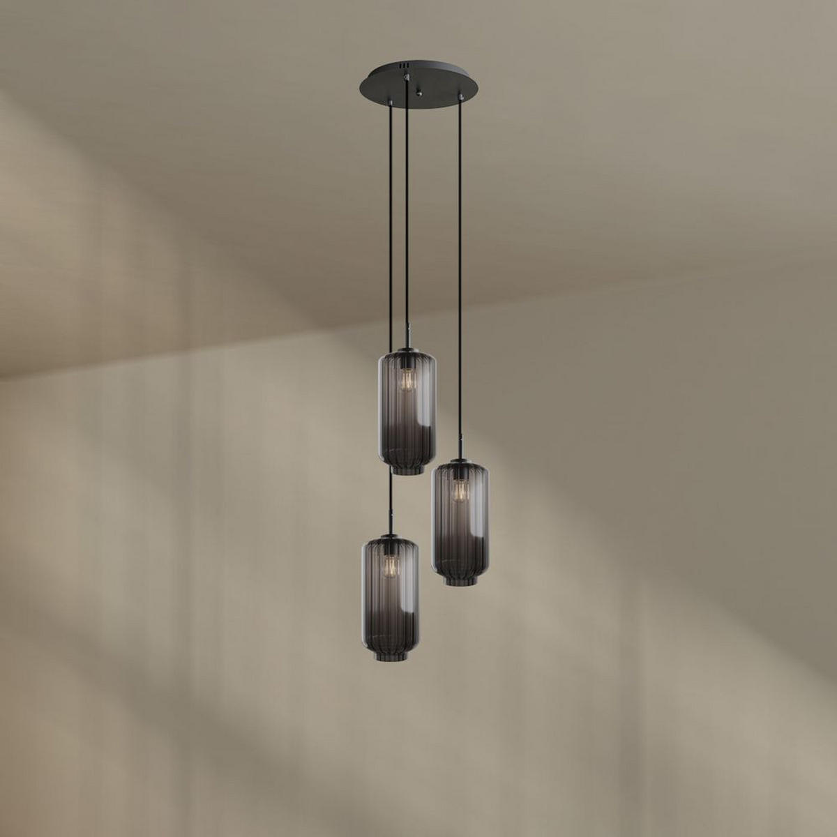 GALERIELEUCHTE Velo 3-flammig Rauch Ø 18cm - Anthrazit/Schwarz, Glas (18/18/33cm) - s.luce